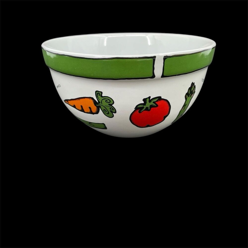 Starbucks Ursula Dodge Stoneware Bowl Vegetable Pattern Small Serving 6.25" Dia